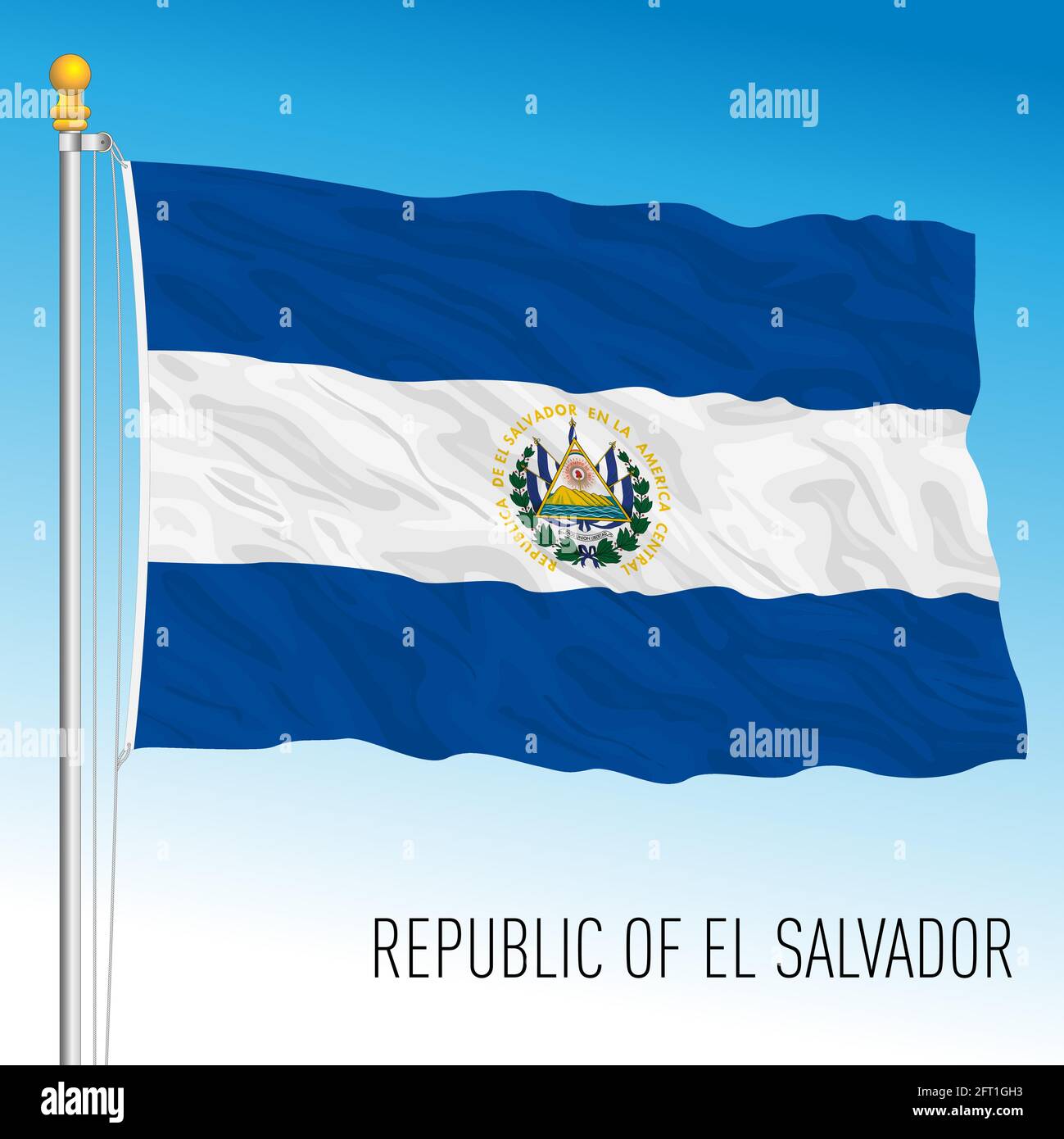 El Salvador offizielle Nationalflagge, amerikanisches Land, Vektorgrafik Stock Vektor