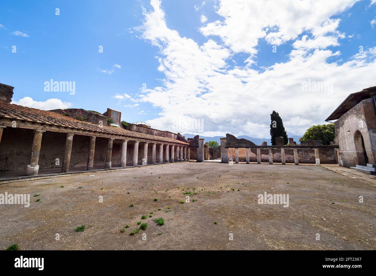 Portikus in den Stabischen Bädern (terme Stabiane) - archäologische Stätte Pompeji, Italien Stockfoto