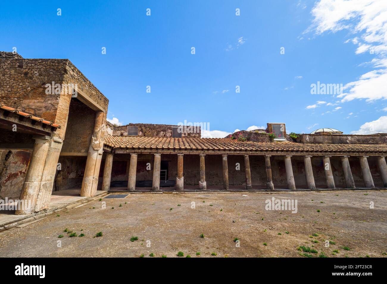 Portikus in den Stabischen Bädern (terme Stabiane) - archäologische Stätte Pompeji, Italien Stockfoto