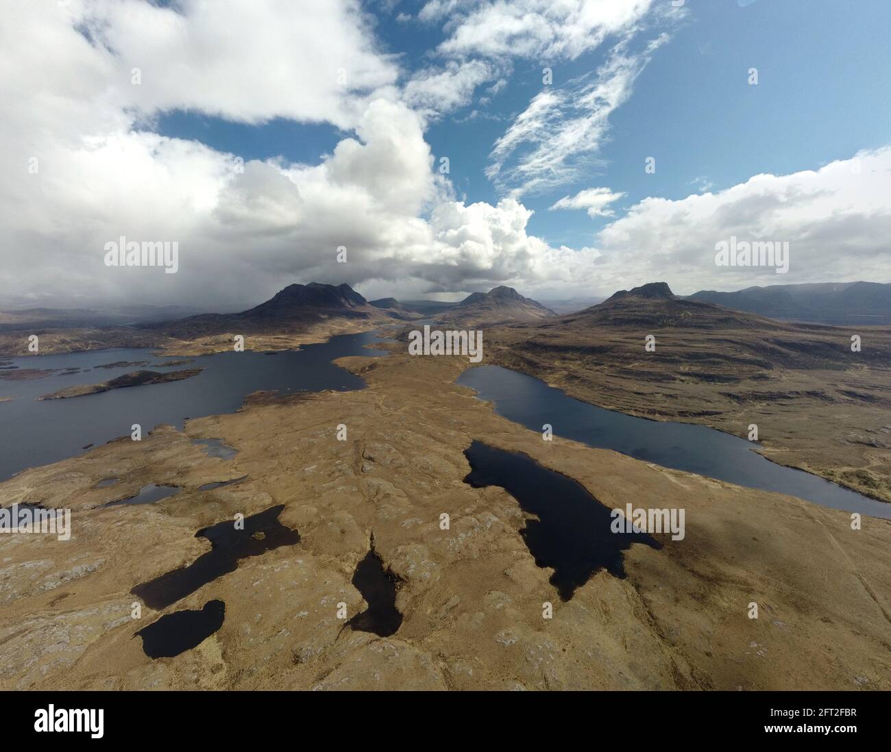 Assynt aus dem Himmel Stockfoto