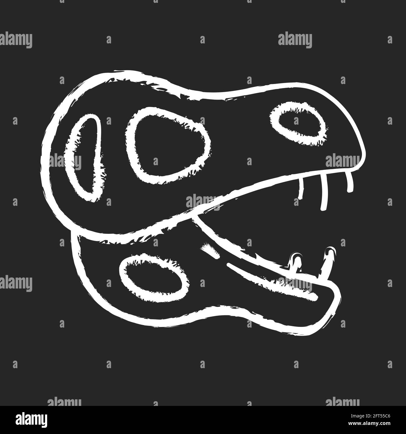 Dinosaurier Skelett Kreide weißes Symbol auf schwarzem Hintergrund Stock Vektor