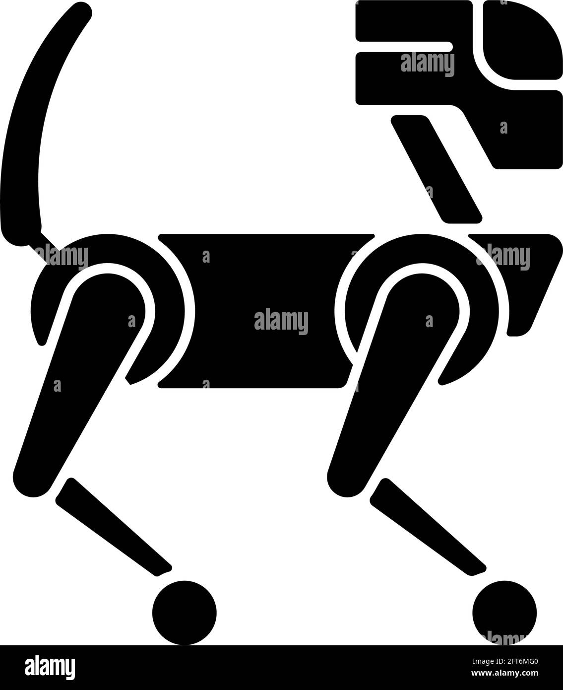 Tier wie Roboter schwarze Glyphe Symbol Stock Vektor