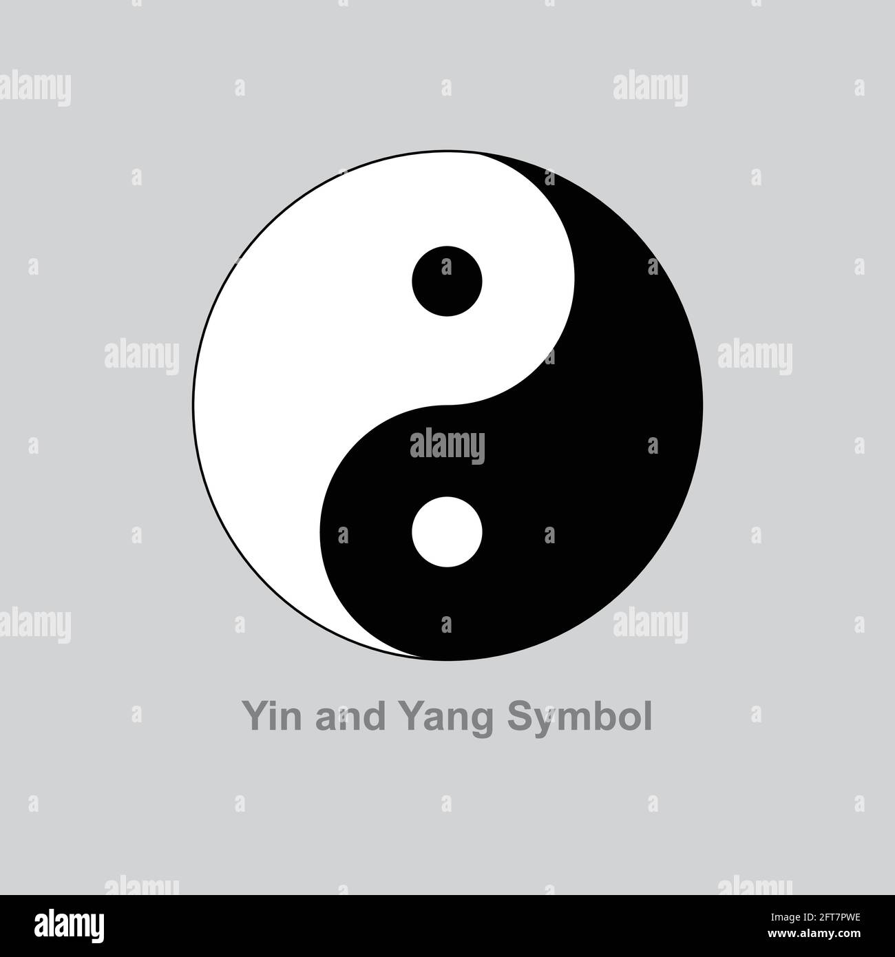 yin- und Yang-Symbol auf grauem Hintergrund isoliert Stock Vektor