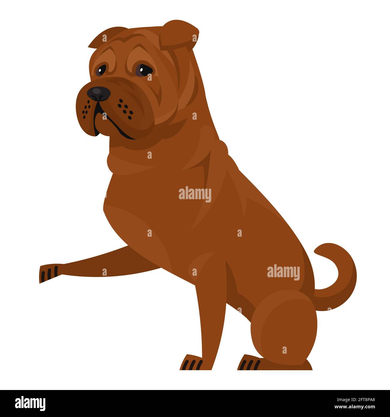 Shar Pei gibt Pfote. Schönes Haustier im Cartoon-Stil. Stock Vektor