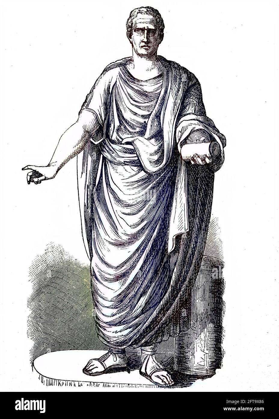 Statue von Marcus Tullius Cicero, 3. Januar 106 v. Chr. - 7. Dezember 43 v. Chr., war ein römischer Politiker, Anwalt, Schriftsteller und Philosoph, der berühmteste Redner in Rom und Konsul im Jahr 63 v. Chr. / Standbild des Marcus Tullius Cicero, 3. Januar 106 v. Chr.- 7. Dezember 43 v. Chr., war ein römischer Politiker, Anwalt, Schriftsteller und Philosoph, der beruhmteste Redner Roms und Konsul im Jahr 63 v. Chr., Historisch, historisch, digital verbesserte Reproduktion eines Originals aus dem 19. Jahrhundert / digitale Reproduktion einer Originalvorlage aus dem 19ten Jahrhundert. Jahrhundert, Handkolorierung, koloriert, Originaldatum n Stockfoto