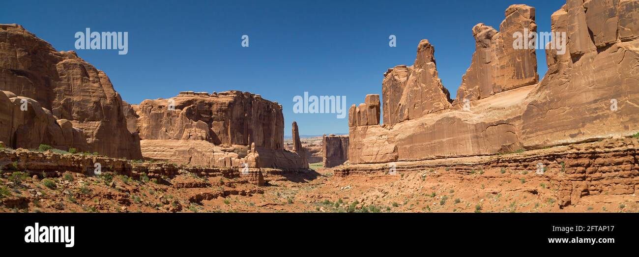 Panorama der Park Avenue in Arches, Utah, USA. Stockfoto