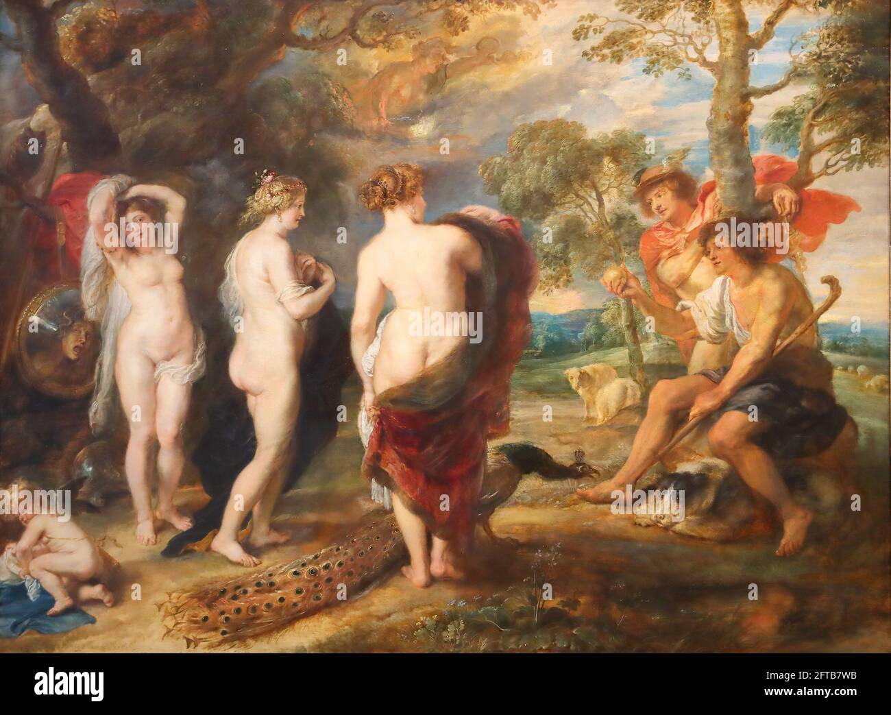 Das Urteil des Paris von der flämischen Künstlers Peter Paul Rubens in der National Gallery, dem Trafalgar Square, London, UK Stockfoto