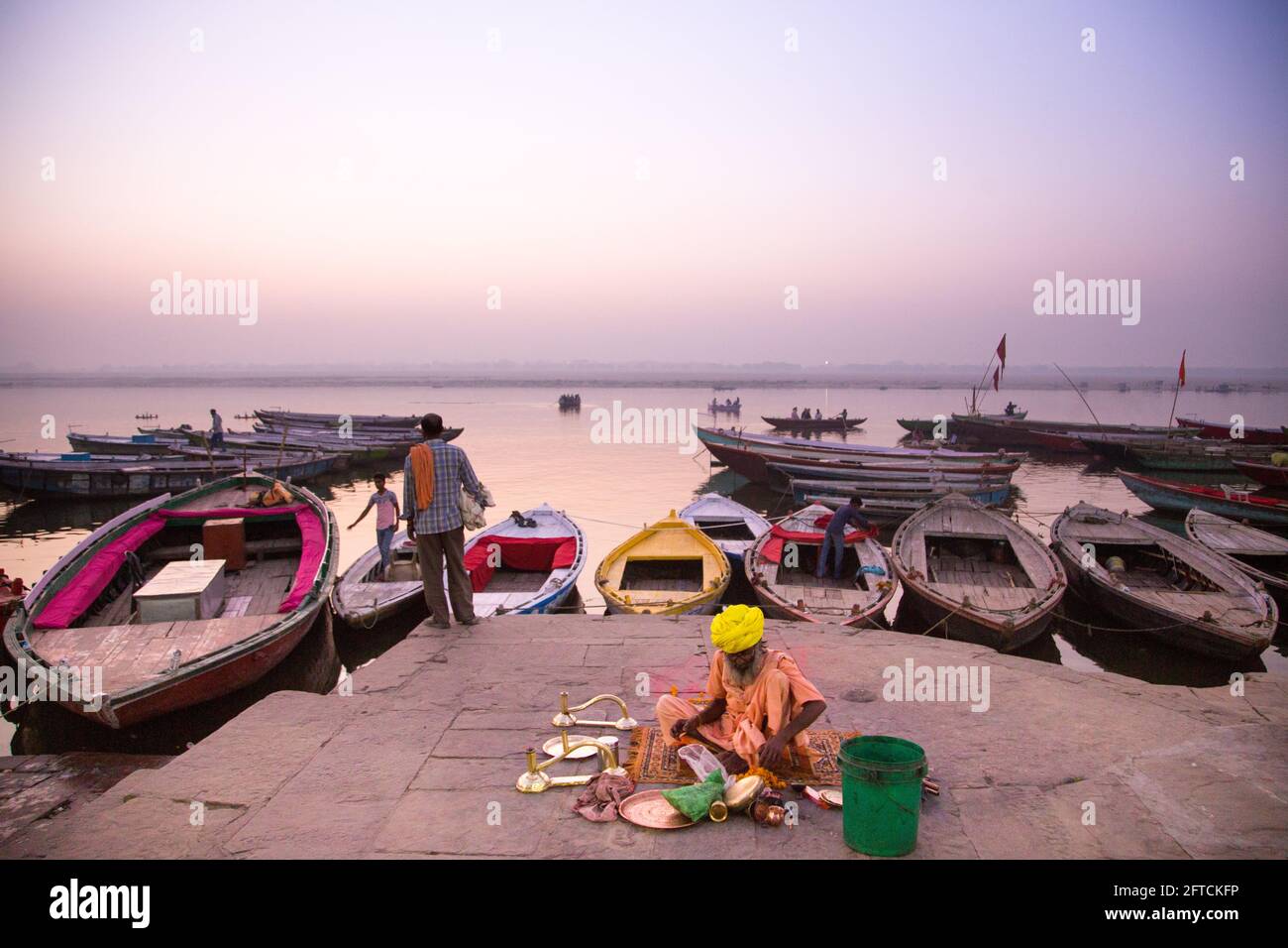 Varanasi Banaras Ghats Assi Ghat Dashashwamedh Ghat Manikarnika Ghat Tulsi Ghat Stockfoto