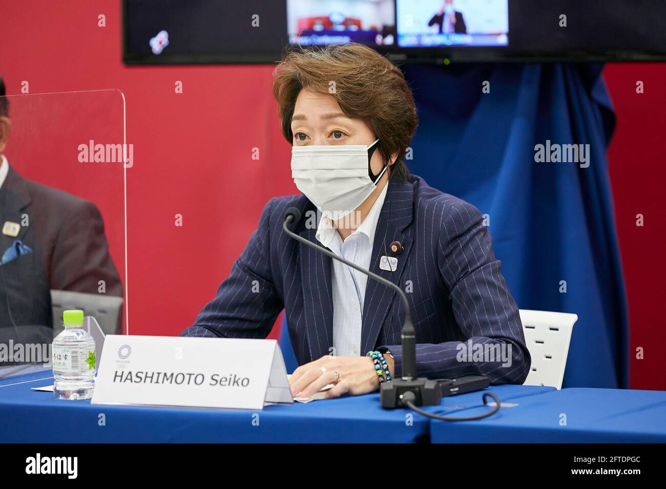 TOKIO, 21. Mai 2021 Hashimoto Seiko, Präsident des Organisationskomitees Tokyo 2020, nimmt an der Pressekonferenz Teil, nachdem die IOC-Koordinierungskommission für die Spiele der XXXII. Olympiade Tokyo 2020 am 21. Mai 2021 in Tokio, Japan, zusammentrat. (Tokyo 2020/Handout via Xinhua) Quelle: Xinhua/Alamy Live News Stockfoto