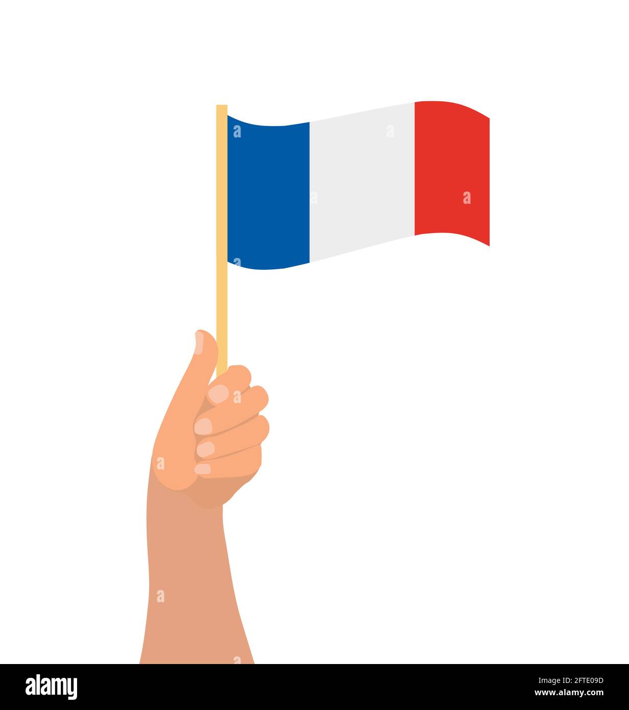 bastille Day, Frankreich nationalen Feiertag Hand hält die Flagge. Vektorgrafik Stock Vektor