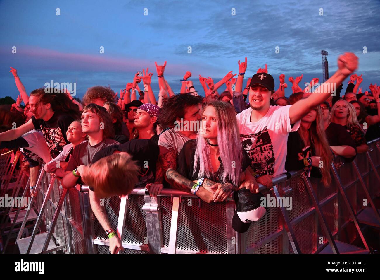 Publikum während eines Konzerts beim Bråvalla Festival, Norrköping, Schweden. Stockfoto