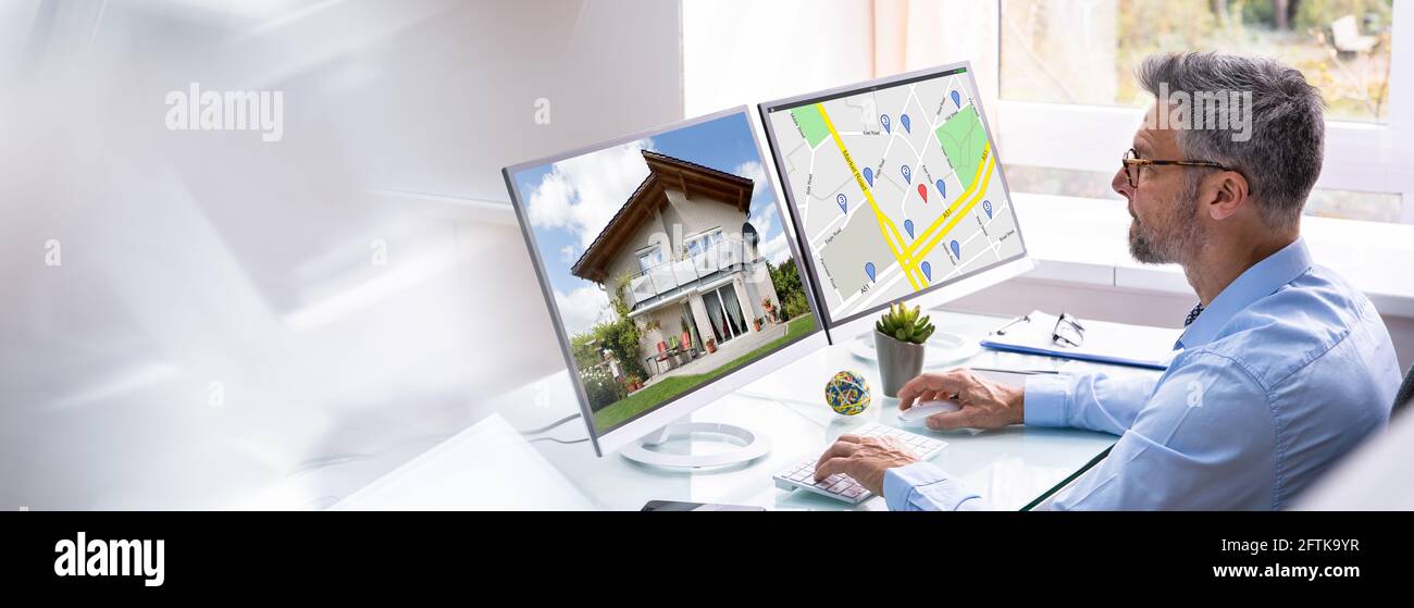 Online-Immobilien-Suche Und Web-Listing Stockfoto