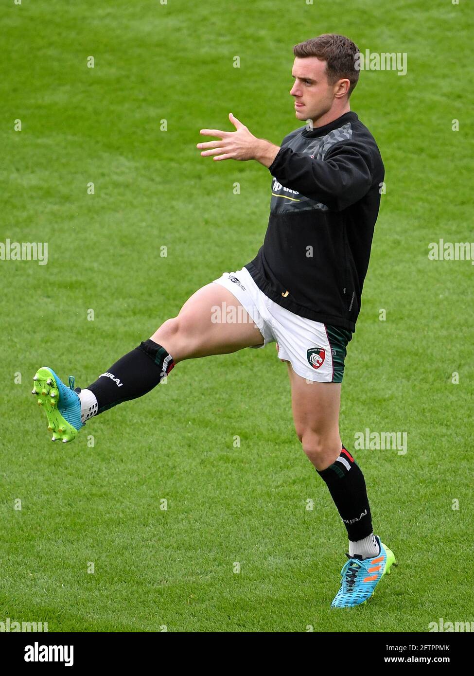 Twickenham Stadium, England, Großbritannien. Mai 2021. George Ford von Leicester Tigers während des Vormatches Aufwärmen vor dem Finale des European Challenge Cup zwischen Leicester Tigers und Montpelier: Quelle: Ashley Western/Alamy Live News Stockfoto