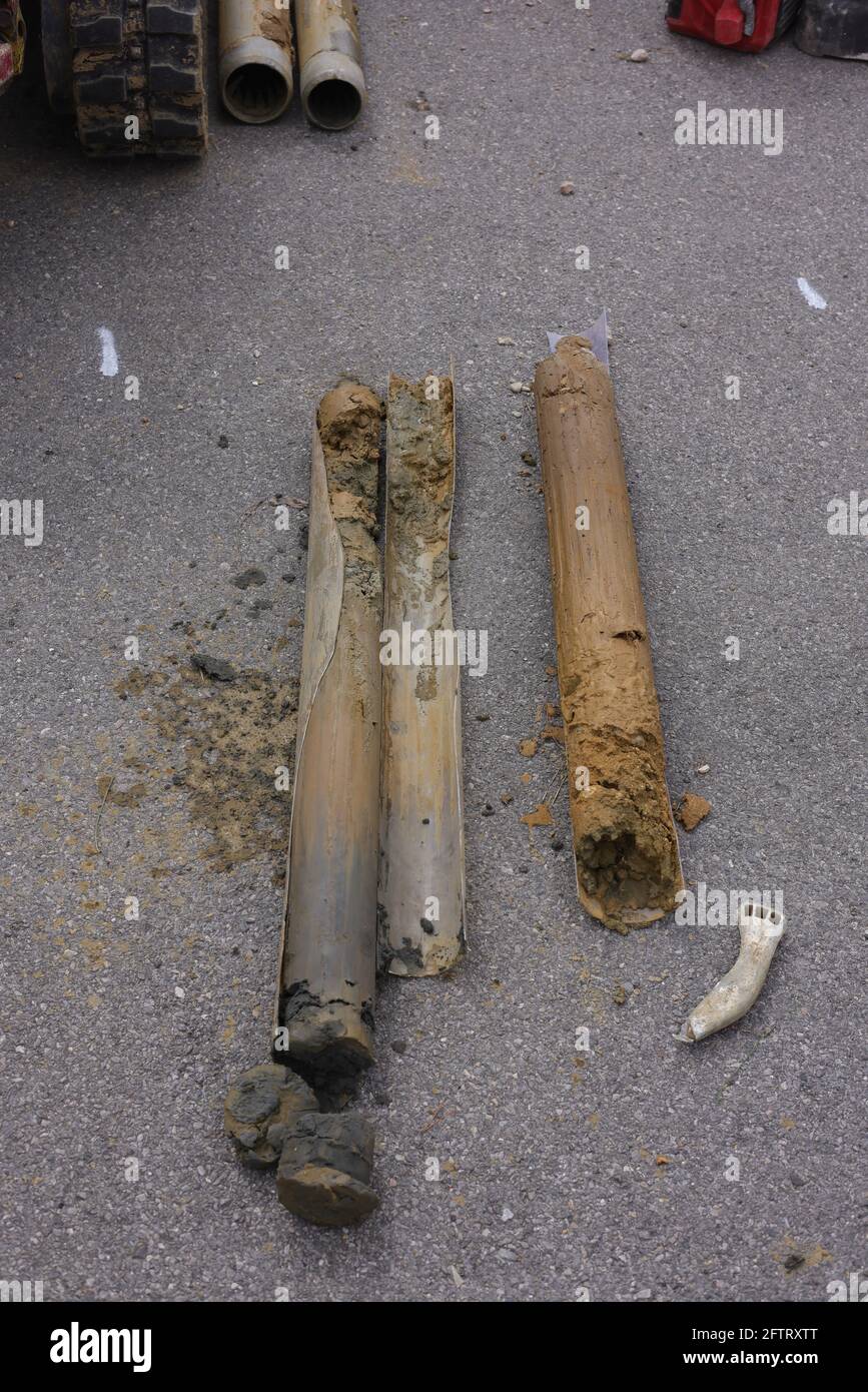 Bodenproben einer geologischen Untersuchung. Stockfoto