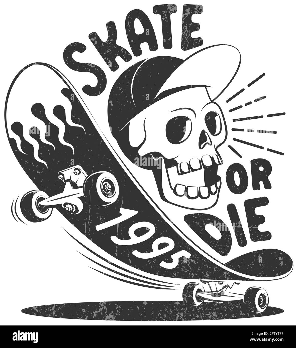 Skateboard- oder die-Retro-Logo Stock Vektor