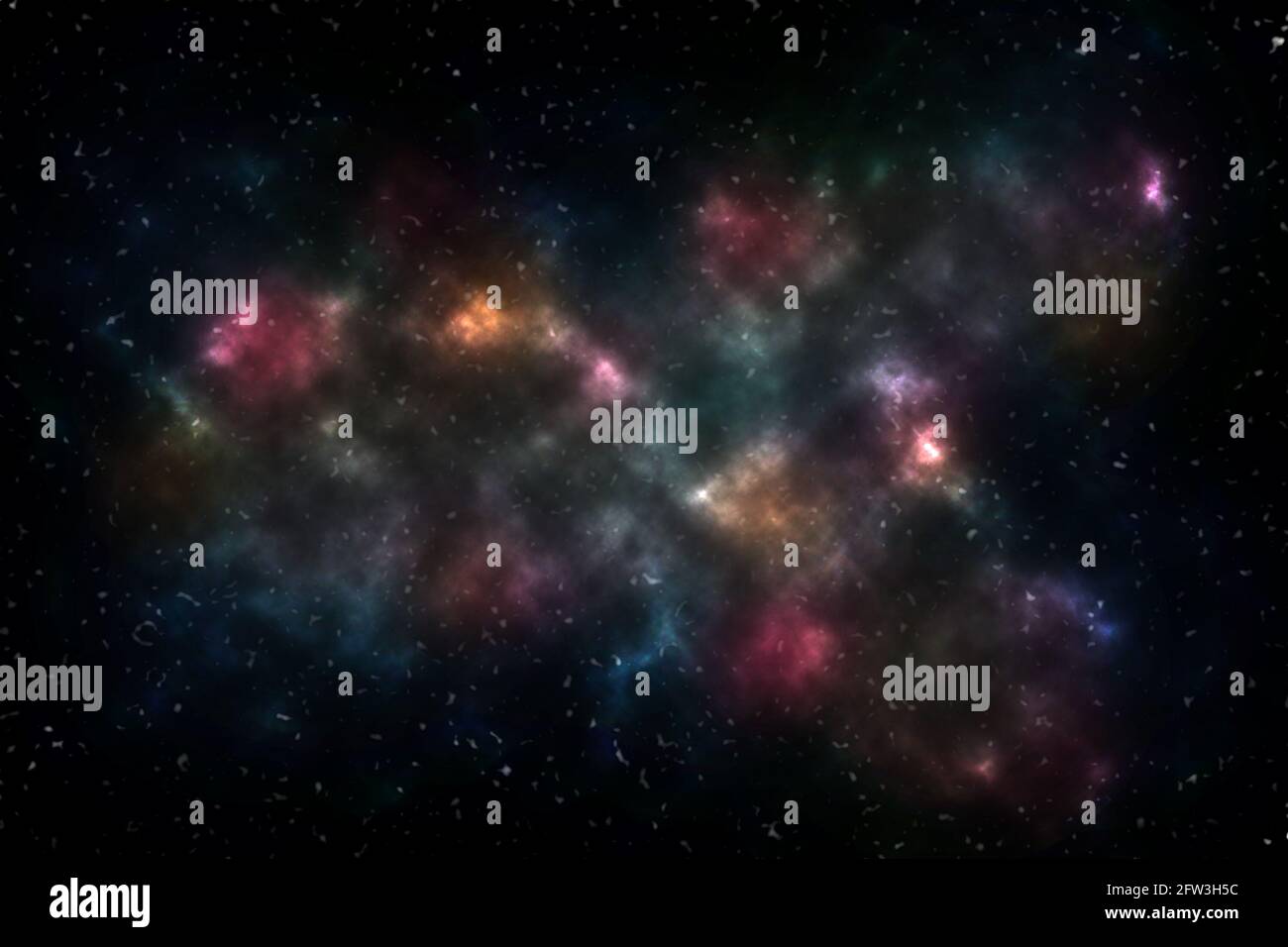 Farbenfroher Weltraum-Hintergrund mit Nebel und Sternen. Umgebung 360 HDRI-Karte. Gleicheckige Projektion, kugelförmiges Panorama. 3d-Illustration. Farbenfroh o Stockfoto