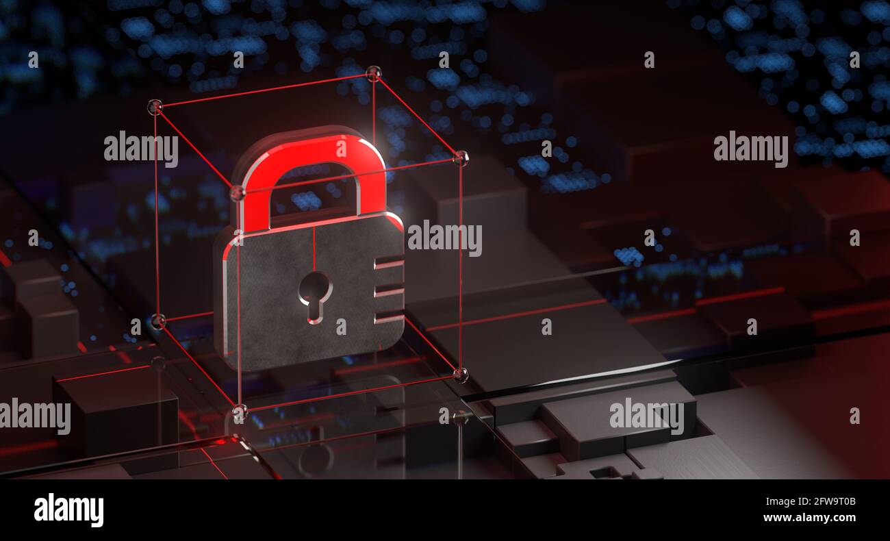 Cybersicherheit Internet-E-Mail-Netzwerke Phishing-Sicherheit, Verschlüsselte Passwortgeschützte Informationen Stockfoto