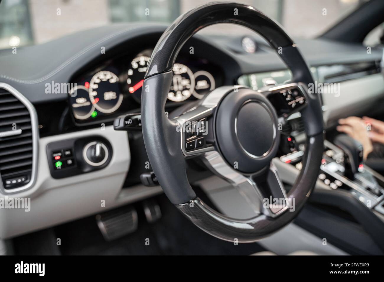 Lenkradwagen, selektiver Fokus. Stockfoto