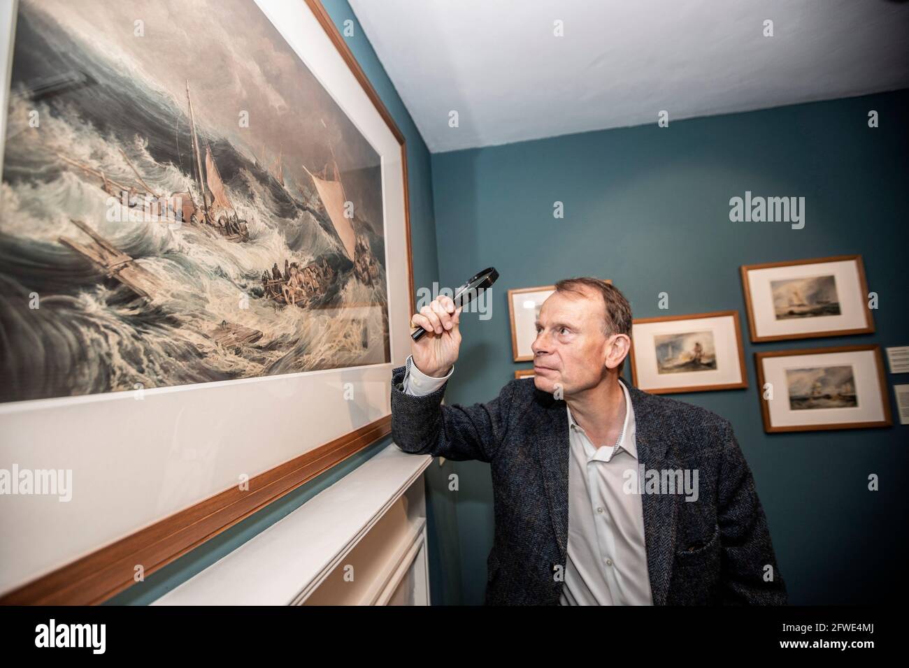 Andrew Marr eröffnet bahnbrechende Ausstellung im Haus von J W M Turner, Sandycoombe Road, St Margarets, Twickenham, England, VEREINIGTES KÖNIGREICH Stockfoto