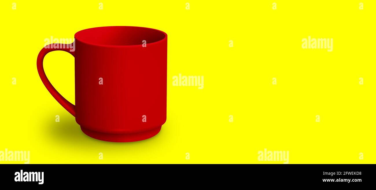 Blank Tasse mockup isoliert auf farbigen 3D-Rendering. Zusätzliche Kopie Platz für Text. Geeignet für Ihr Design-Projekt. Stockfoto