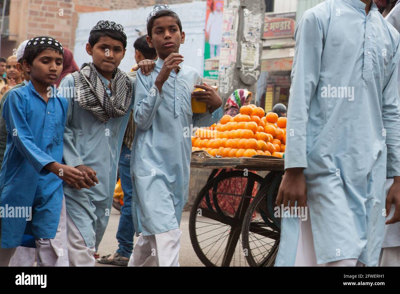 Muslimische Jungen in Jodhpur, Rajasthan, Indien Stockfoto