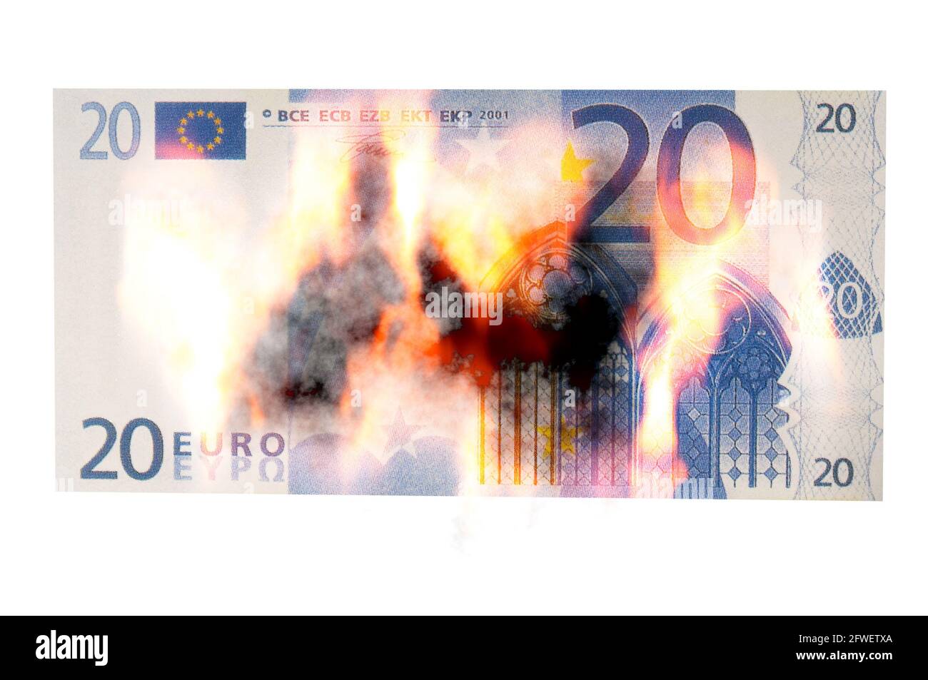 20 Euro Banknote in Brand Stockfoto