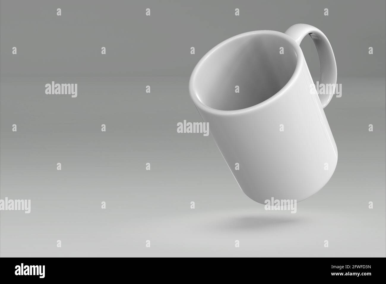 Blank Tasse mockup isoliert auf farbigen 3D-Rendering. Zusätzliche Kopie Platz für Text. Geeignet für Ihr Design-Projekt. Stockfoto