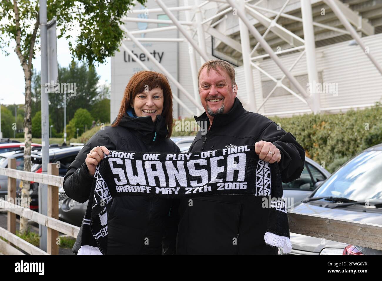 Die Rückkehr des Unterstützers zum Liberty Stadium für die Sky Bet Championship Play-off-Halbfinale 2. Etappe Swansea City gegen Barnsley Stockfoto