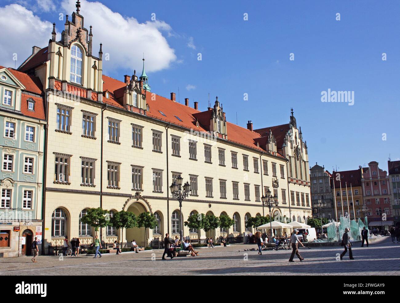 Das Neue Rathaus, Nowy Ratusz aus Breslau, Polen. Erbaut 1860-64 im historistischen Stil, meist Renaissance, aber mit einigen gotischen Details Stockfoto