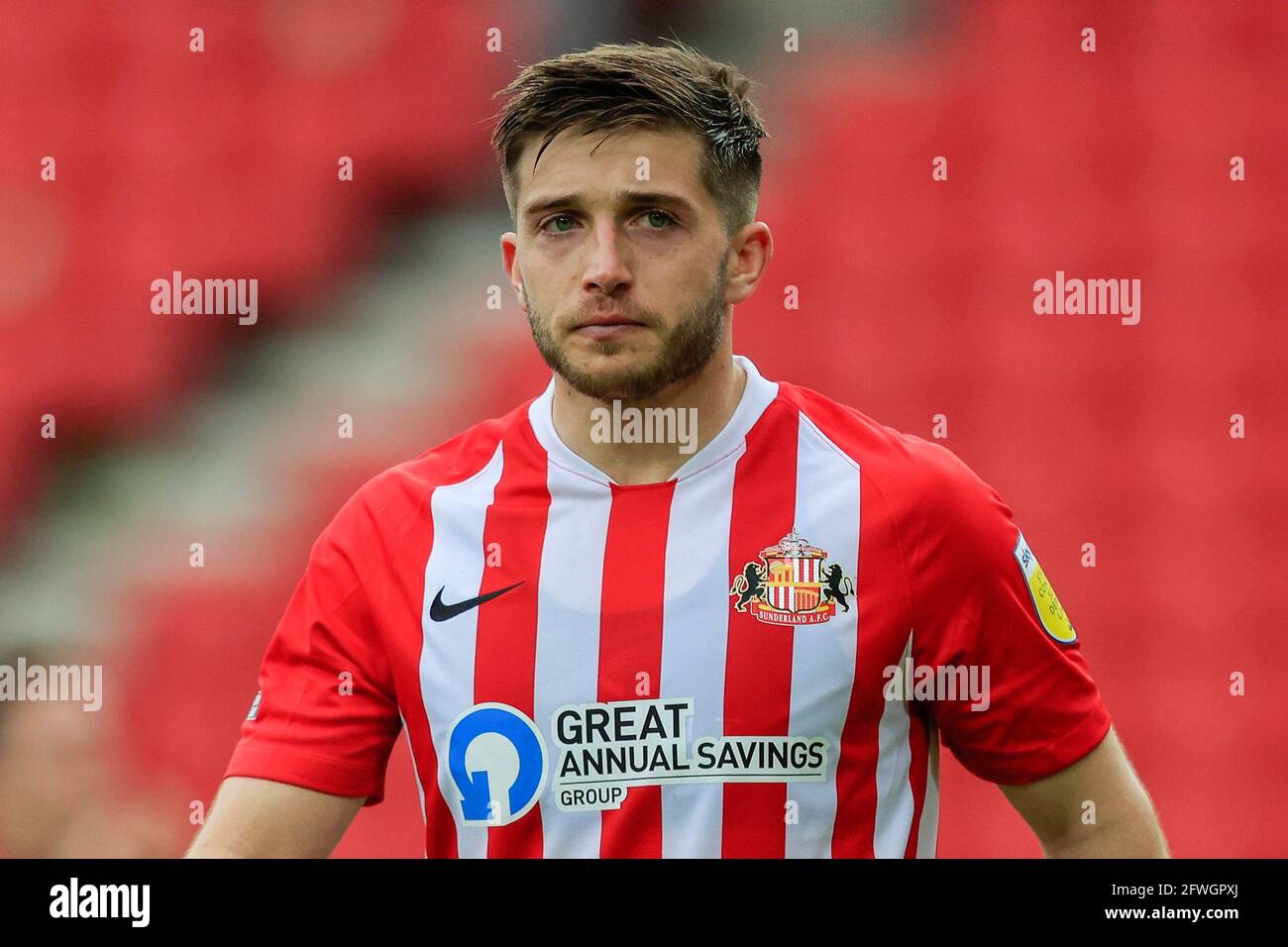Lynden Gooch #11 von Sunderland sieht enttäuscht aus, nachdem Sunderland einen Fehler gemacht hat Im Play-off-Finale der League One im Wembley Stadium Stockfoto