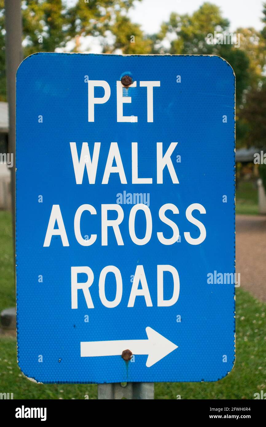 Schild „PET Walk“ - USA Stockfoto