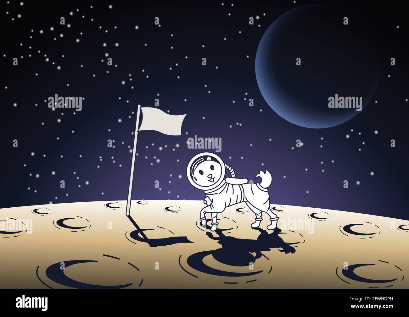 Cartoon-Version Design des Astronauten Hund auf der Oberfläche des mond,  Vektorgrafik Stock-Vektorgrafik - Alamy