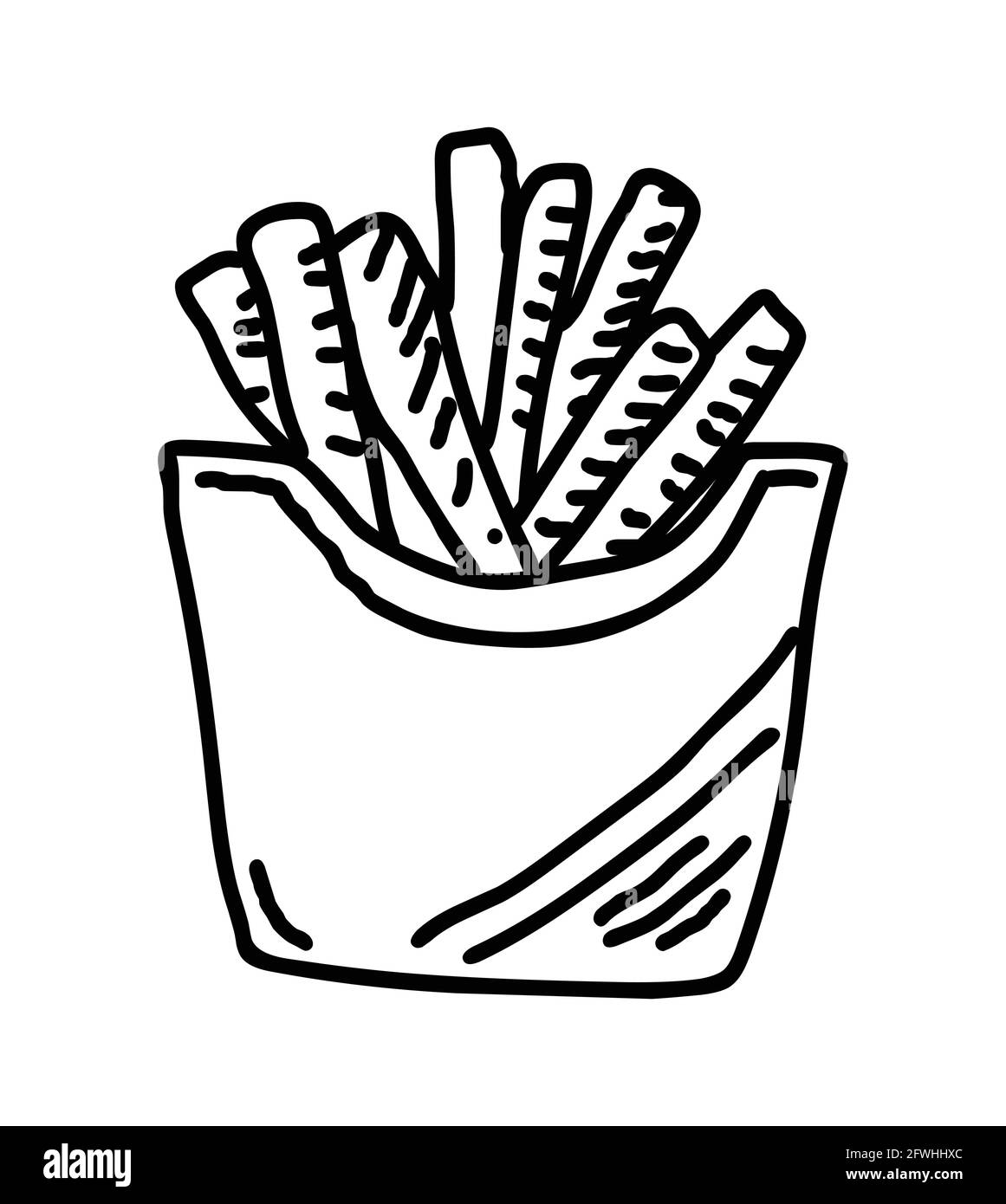 Handgezeichneter Illustrationsvektor für Pommes Frites auf weißem Hintergrund Stock Vektor