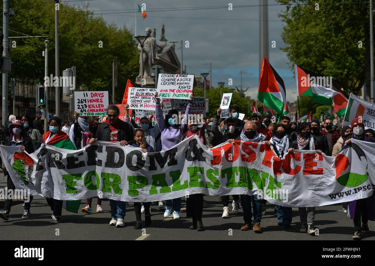 Dublin, Irland. 22. Mai 2021. Pro-palästinensische Demonstranten, die im Stadtzentrum von Dublin während einer „Kundgebung für Palästina“-Demonstration gesehen wurden. Kredit: ASWphoto/Alamy Live Nachrichten Stockfoto