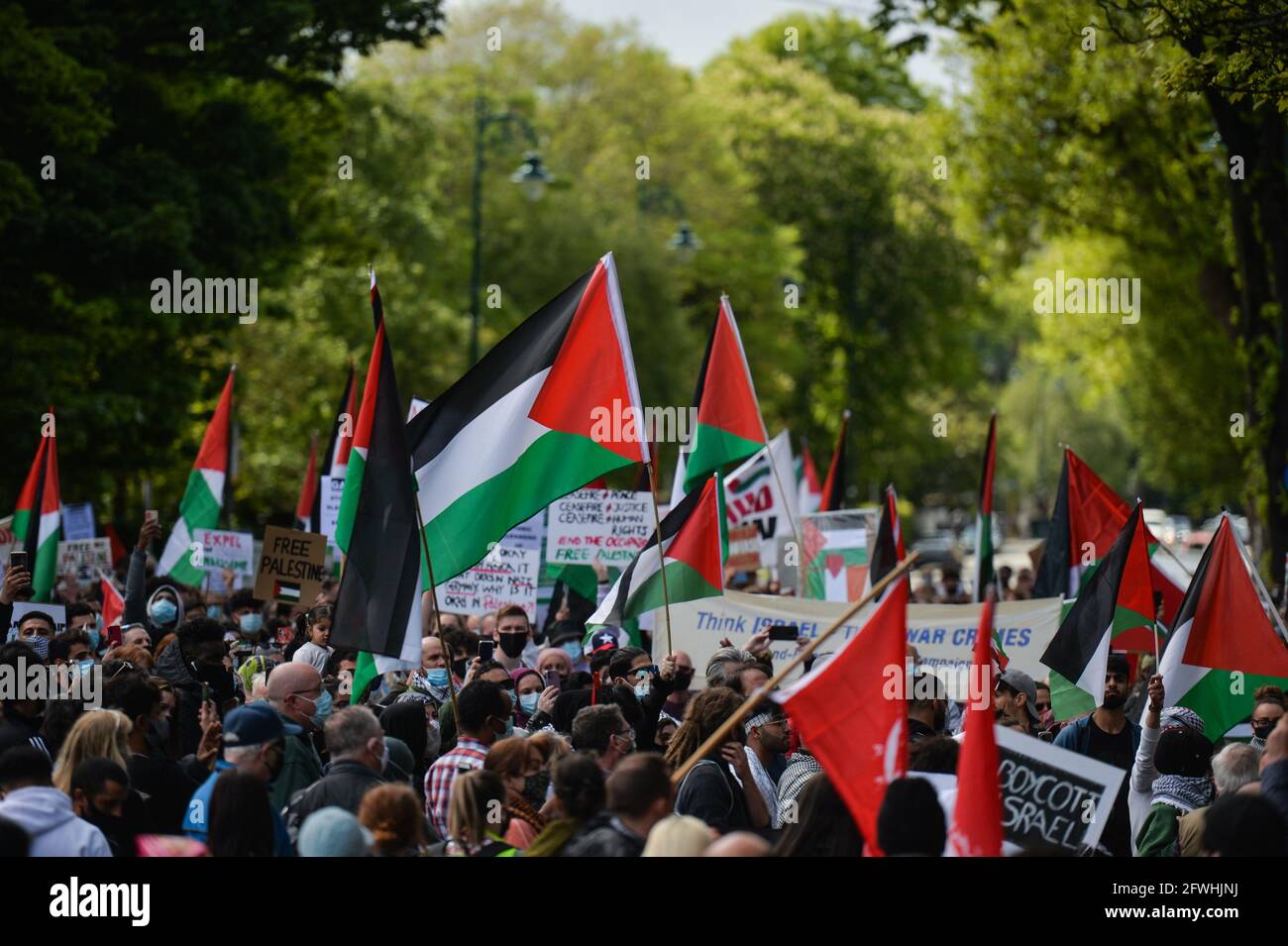 Dublin, Irland. 22. Mai 2021. Pro-palästinensische Demonstranten, die im Stadtzentrum von Dublin während einer „Kundgebung für Palästina“-Demonstration gesehen wurden. Kredit: ASWphoto/Alamy Live Nachrichten Stockfoto