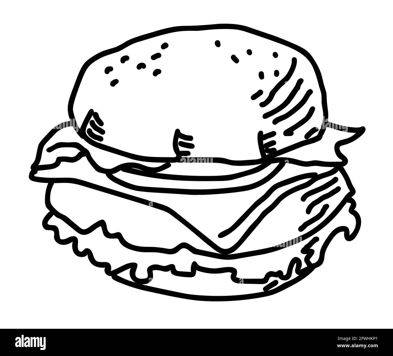 Handgezeichneter Illustrationsvektor von Burger auf weißem Hintergrund Stock Vektor
