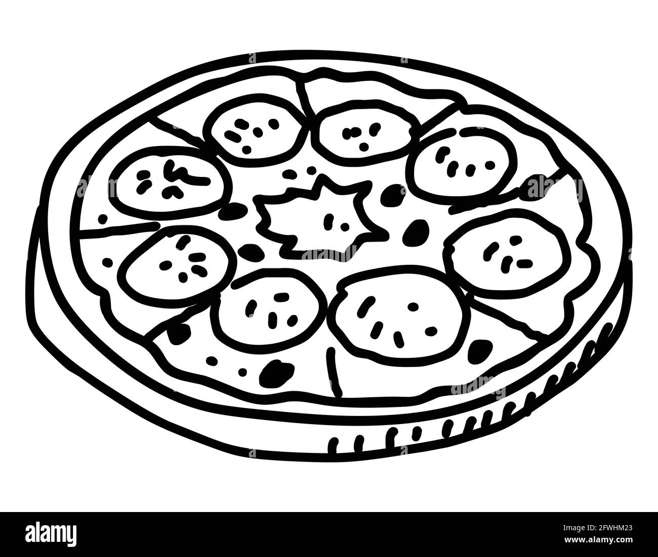 Pizza handgezeichnete Illustration Vektor isoliert Stock Vektor