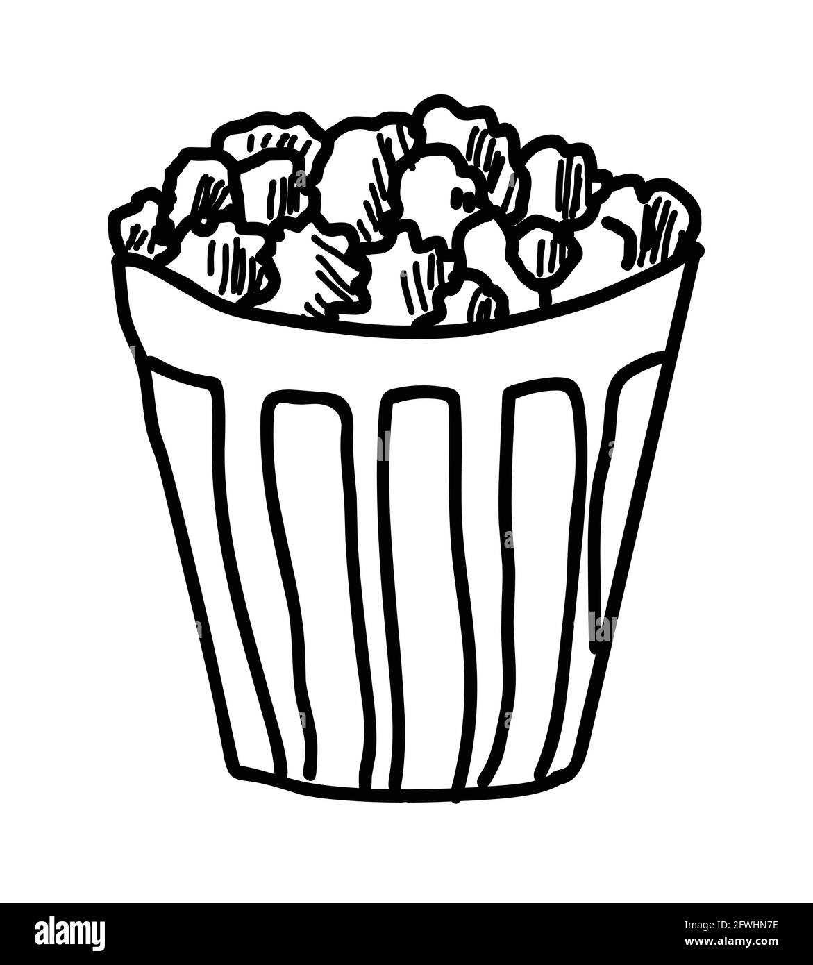 Popcorn Hand gezeichnet illustrationVektor isoliert auf weißem Hintergrund Stock Vektor