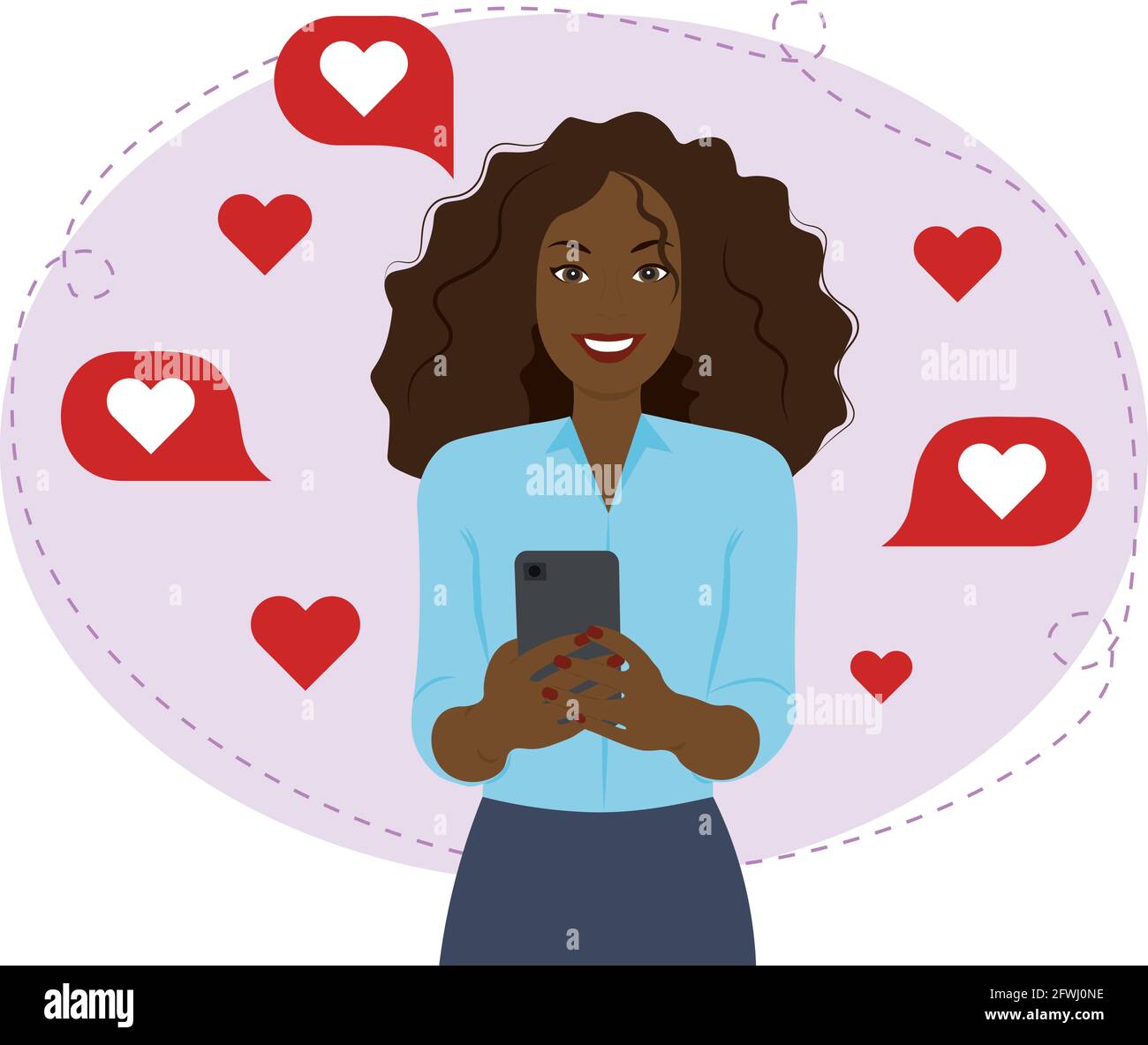 Frau mit Online-Dating-App Stock Vektor