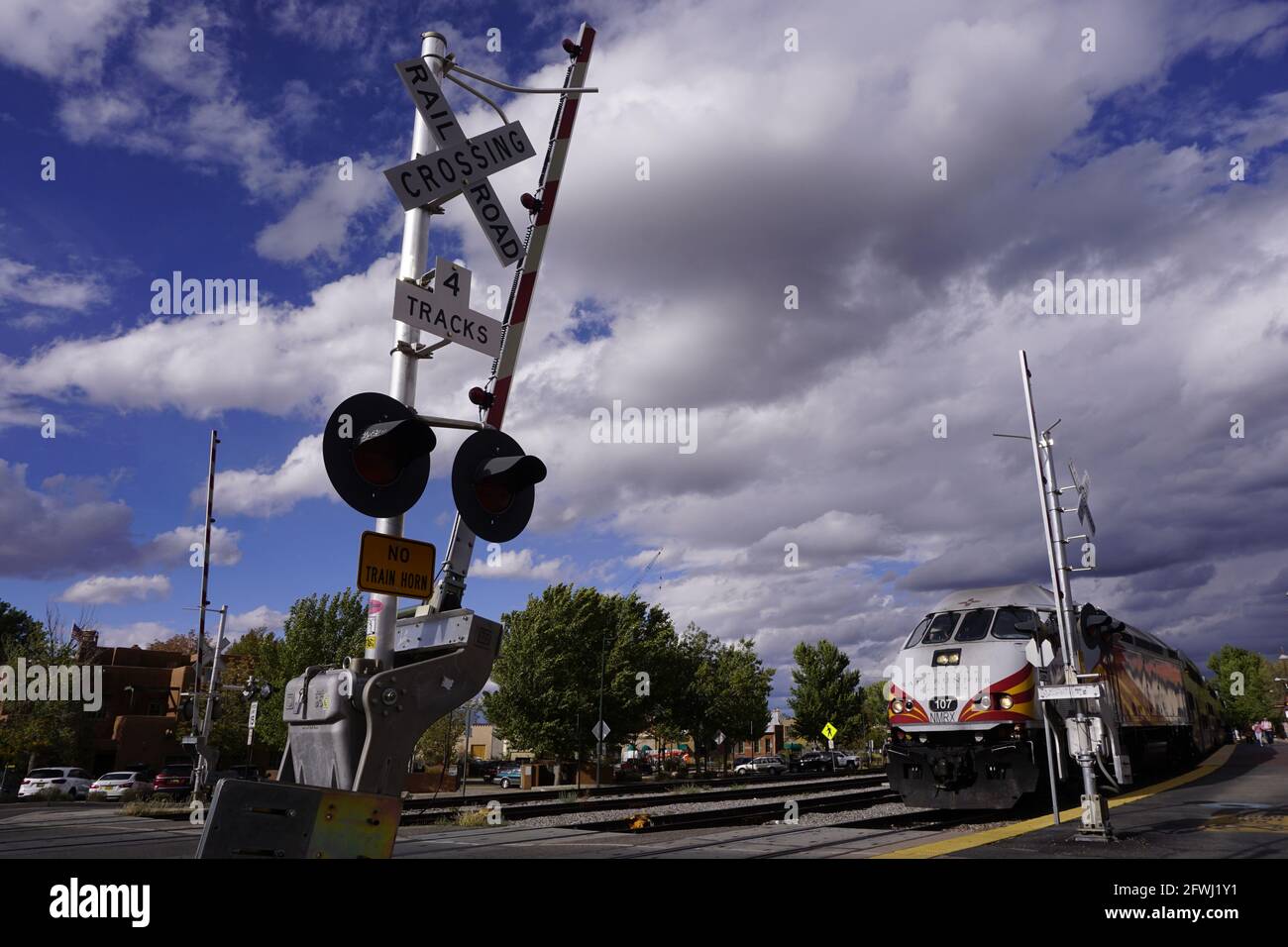 Bahnübergang. Stockfoto