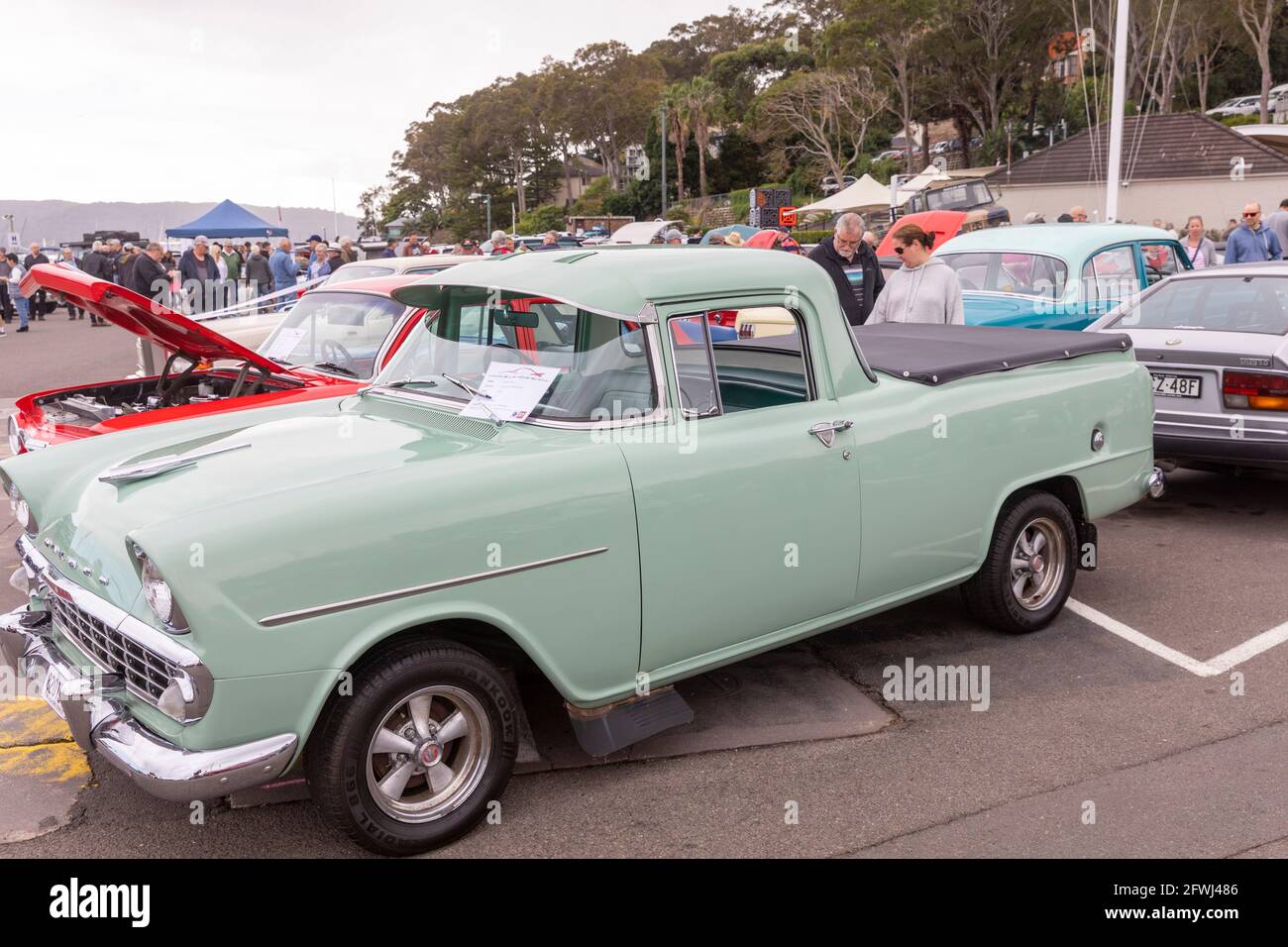 1962 Modell Holden EK klassischer Oldtimer an einem einzigartigen Autoausstellung in Pittwater, Australien Stockfoto