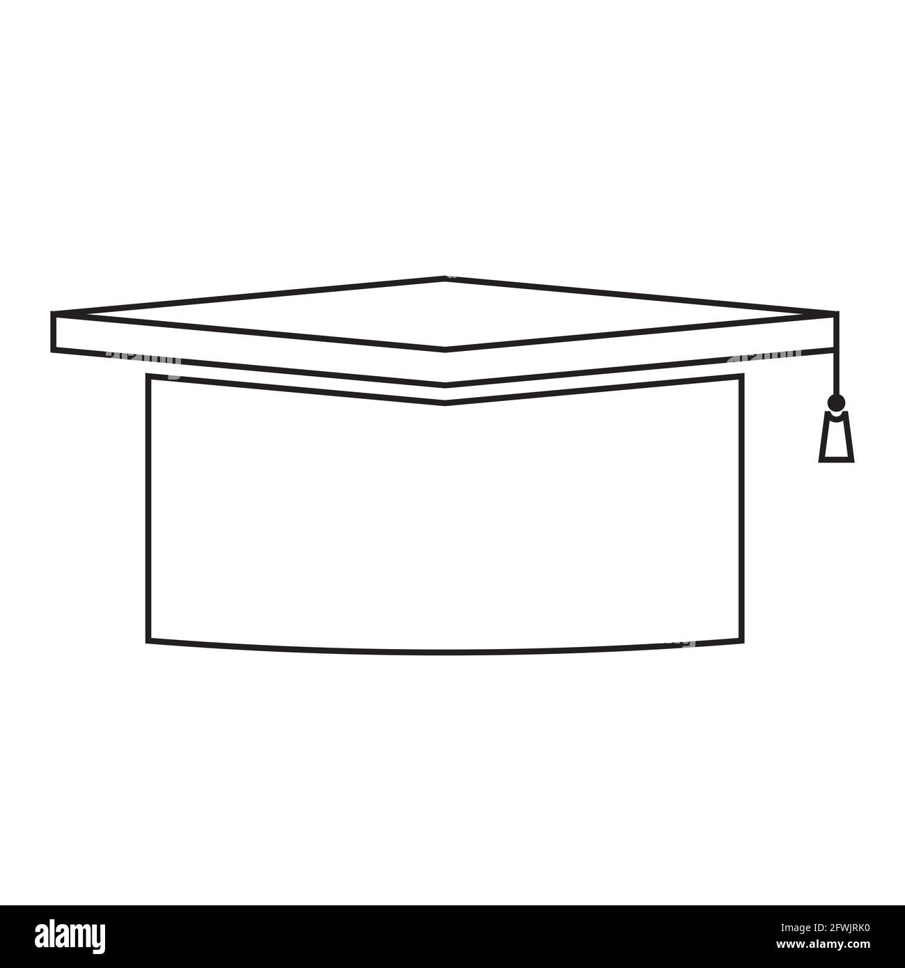 Schwarze und weiße Kappe mit Graduierung. Vektorgrafik. EPS10 Stock Vektor