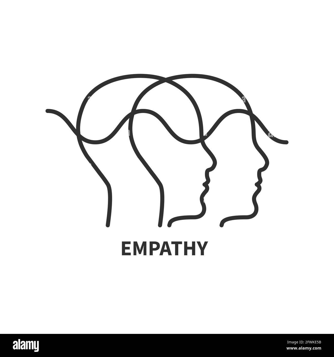 Symbol für emotionale Intelligenz. Zwei männliche Profile. Empathie-Logo. Psychologiekonzept. Interaktionszeichen. Stock Vektor