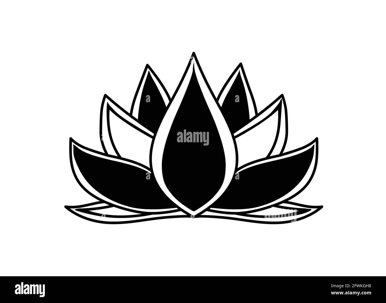 Lotus Blume Logo Symbol schwarze Silhouette isoliert auf weißem Hintergrund Stock Vektor