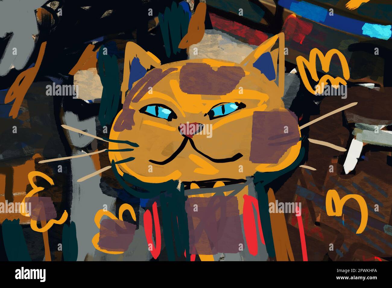 Lustige Cartoon Katze Malen Eine Wand Kunst Gemischt Foto Malerei Graffiti Neo Expressionismus Und Postmoderne Kunst Kunst Kunst Stil Mit Spaten Modernismus Drucken Und Wa Stockfotografie Alamy