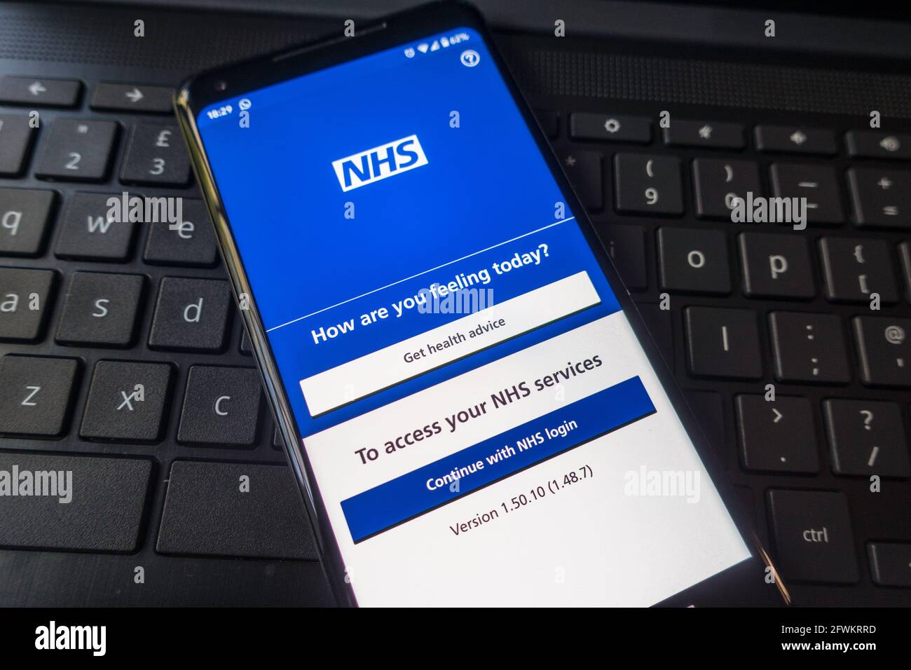 NHS National Health Services for United Kingdom Mobile App Service Stockfoto
