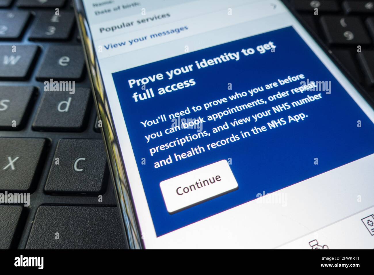 NHS National Health Services for United Kingdom Mobile App Service Stockfoto