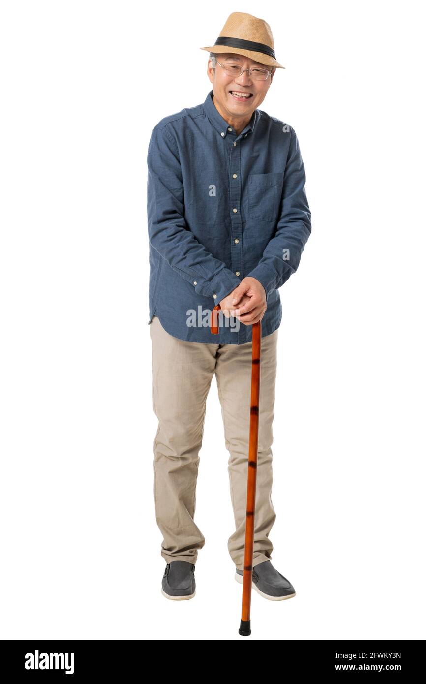 Die Älteren auf Krücken Stockfoto