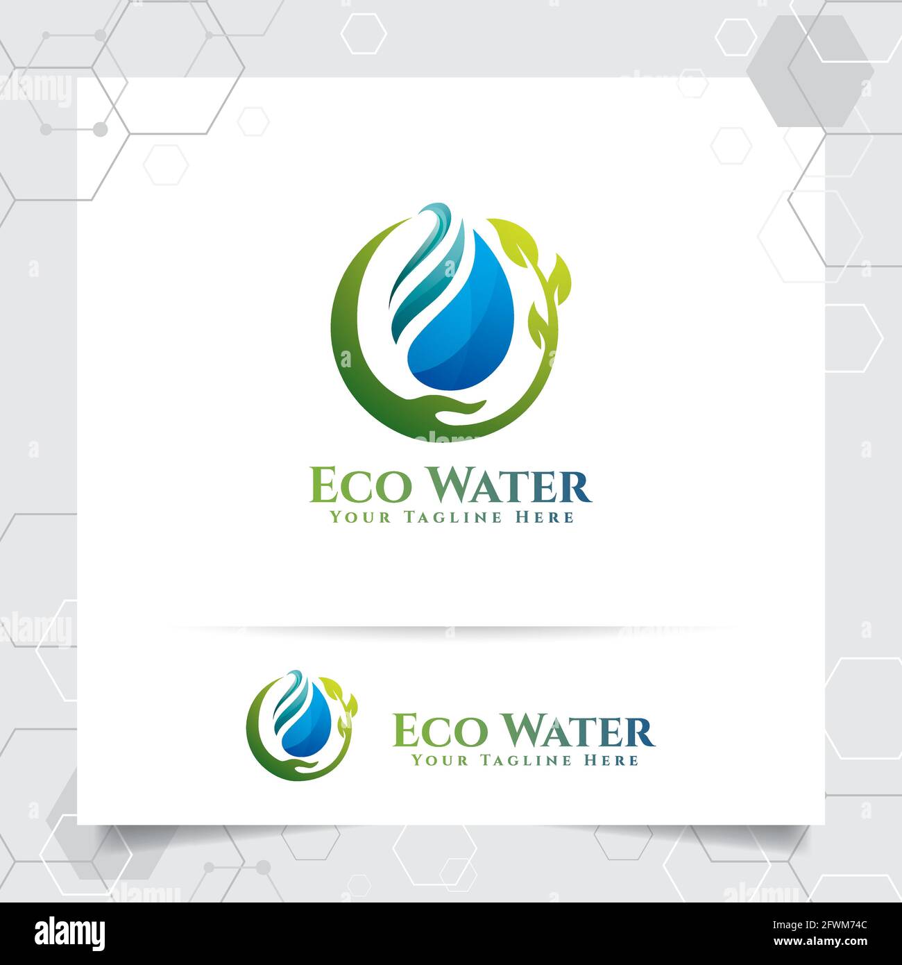 Drop Water Logo-Design mit Konzept der Tröpfchenwasser Symbol mit grünen Ökologie Vektor für Mineralwasser Unternehmen und Sanitär verwendet. Stock Vektor