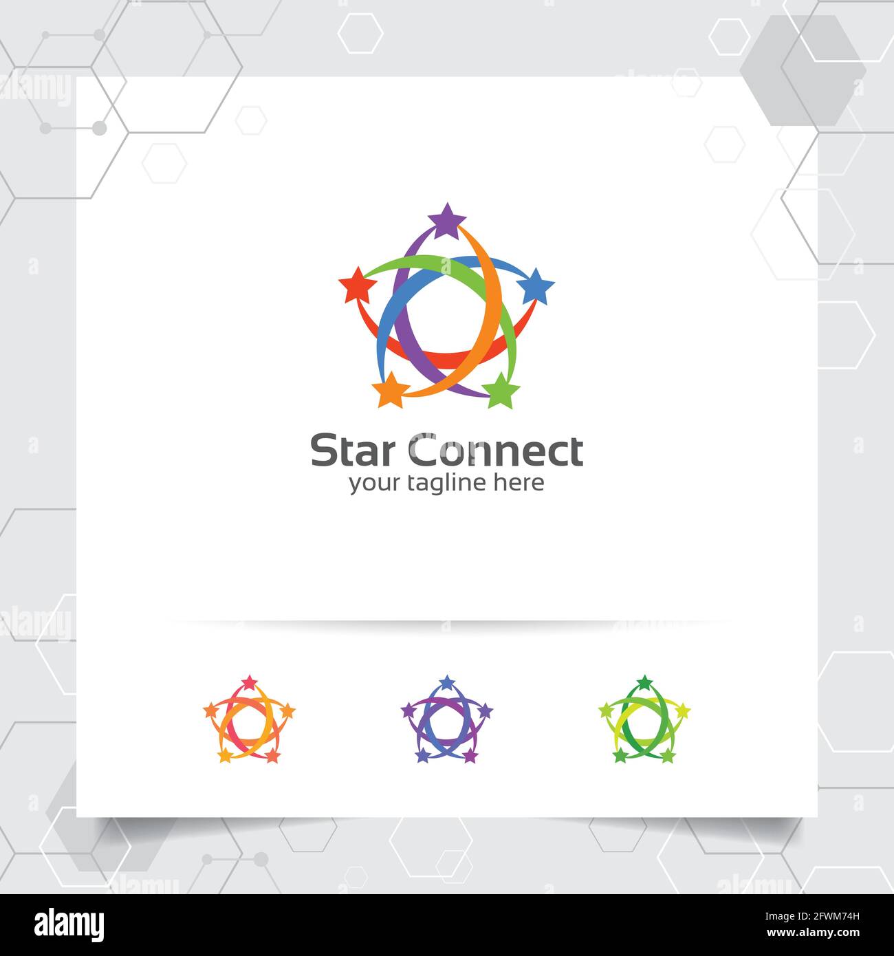 Star Logo Design Konzept der verbundenen Schleife Symbol, bunte Stern Vektor-Logo für Finanzen, Buchhaltung und Beratung verwendet. Stock Vektor